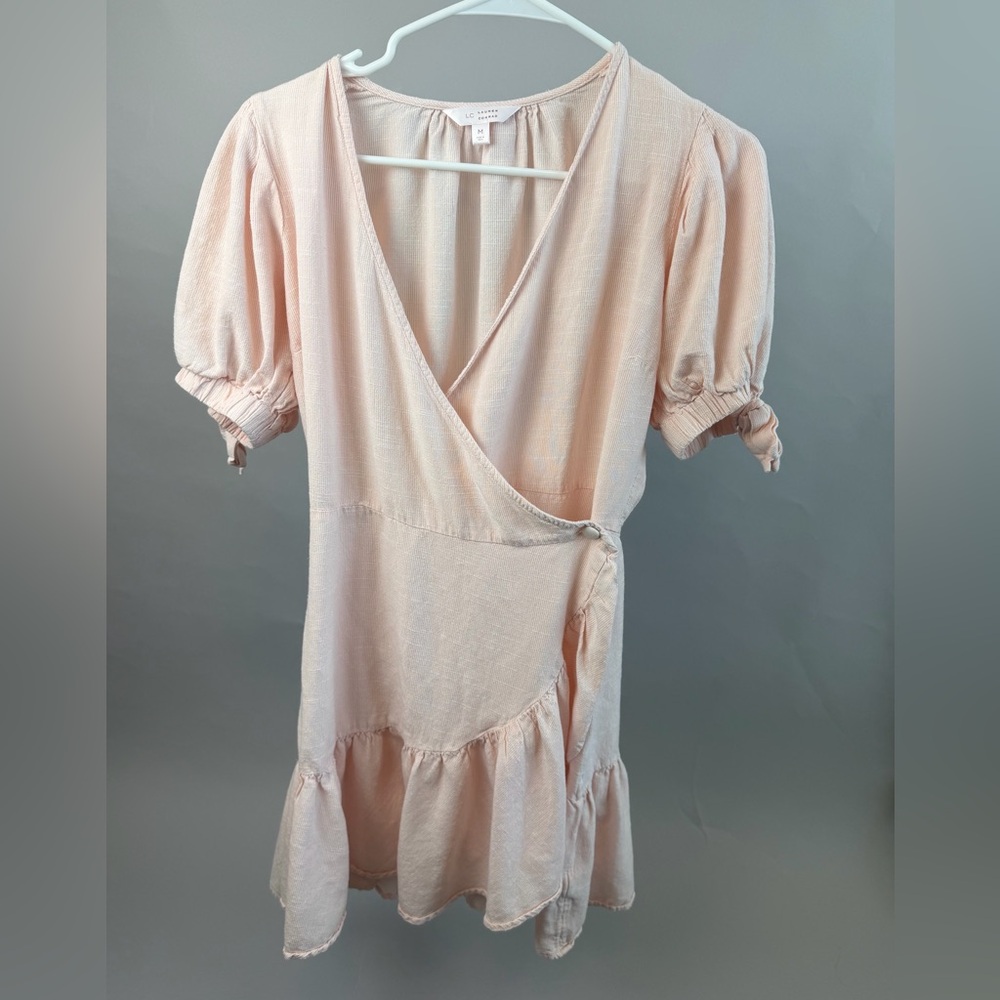LC Lauren Conrad Pink Wrap Dress - Women’s Medium - Ruffle Hem